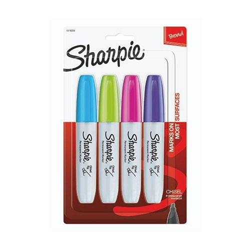 MARCADOR SHARPIE PERMANENT. X 4 COL + 1 BISELADA