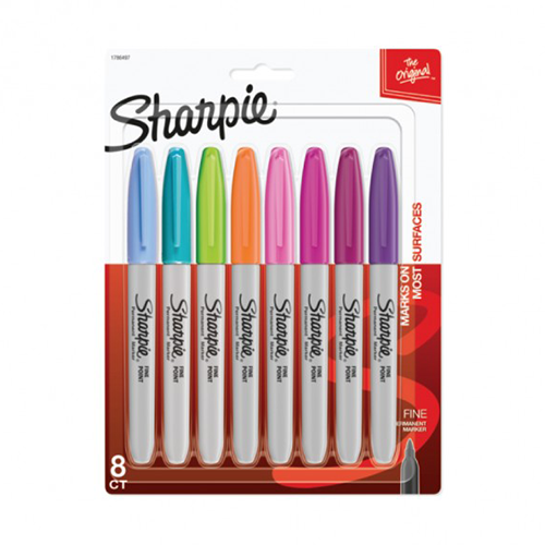 MARCADOR SHARPIE PERMANENT. X 8 BISELADA