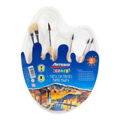 PINCEL ARTESCO PALETA X 6 PELO PONY P/RED.-PLANA 4305
