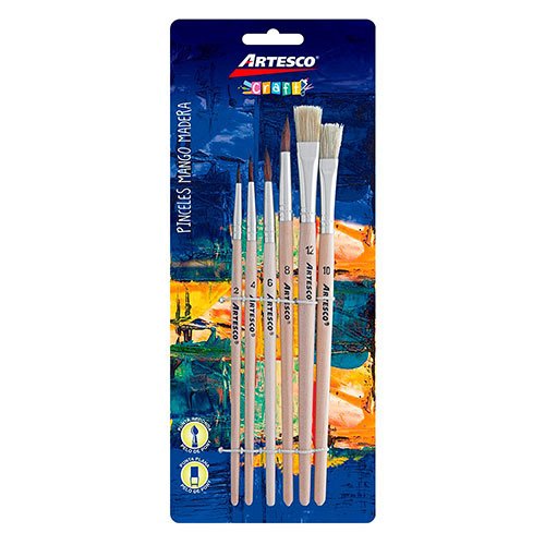 PINCEL ARTESCO SET X 6 PELO PONY P/RED.-PLANA 4204
