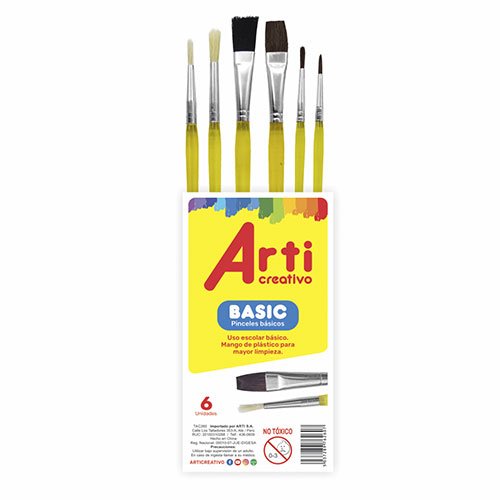 PINCELES BASIC (EST. PLASTICO) X 6 UND ARTI C. (TAC260)